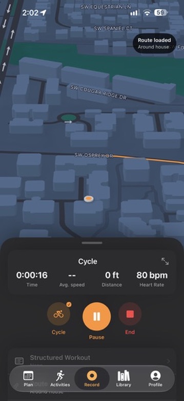 Endravo live cycling workout on iPhone