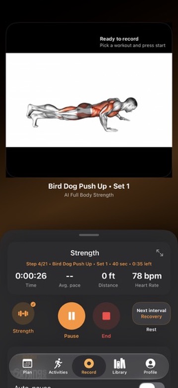 Endravo guided strength workout on iPhone
