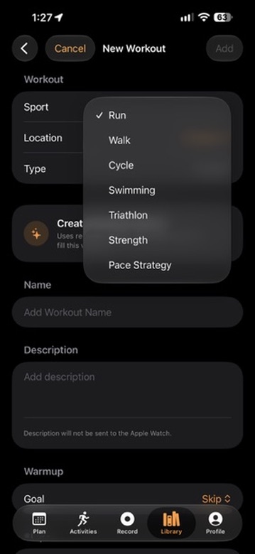 Endravo multisport workout builder on iPhone