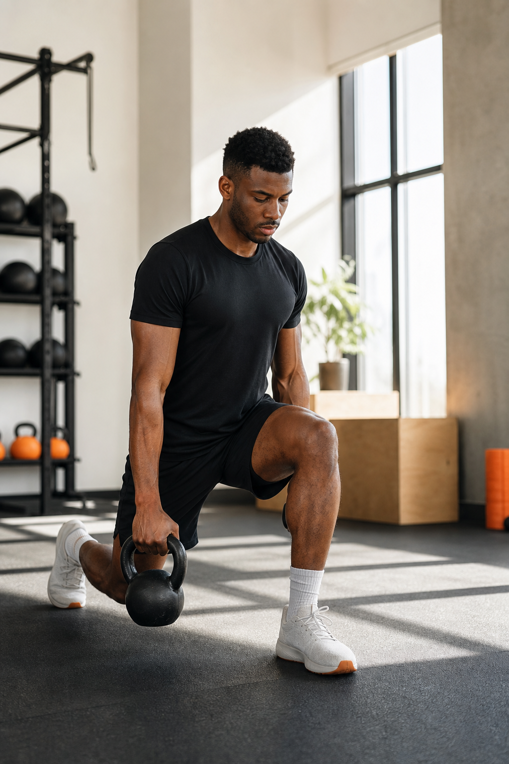Athlete strength training in a modern gym
